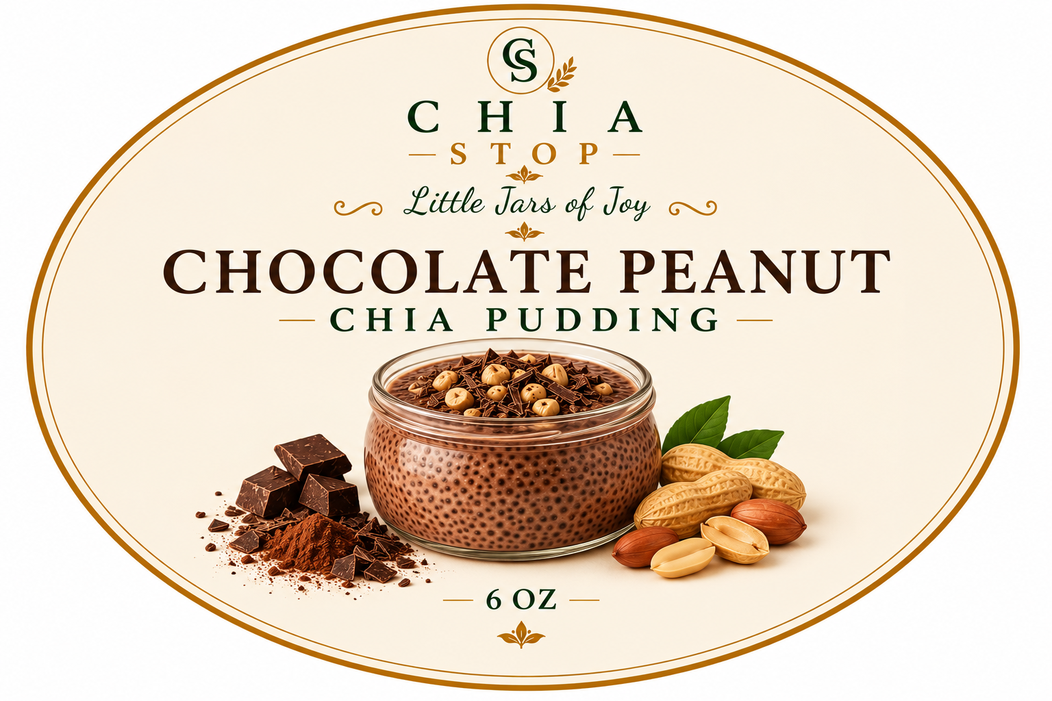Chocolate Peanut Chia Pudding front label